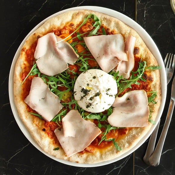 Pomodoro e burrata (jambon aux herbes)