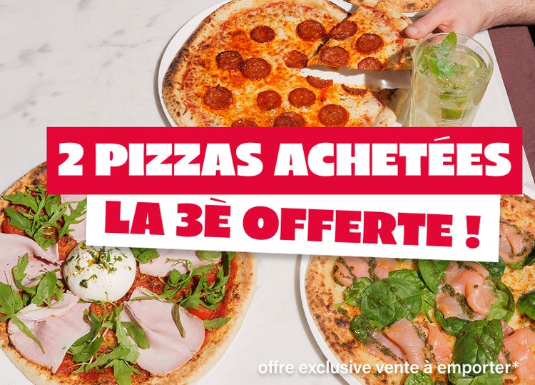 Offre 2 pizzas achetées, la 3ème offerte